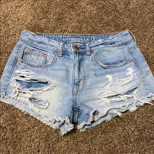 High waisted denim ripped short shorts